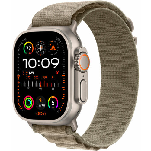 Apple Watch Ultra 2 49 titanium case with S olive alpine loop