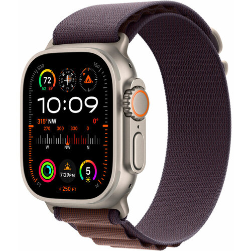 Apple Watch Ultra 2 49 titanium case with L indigo alpine loop