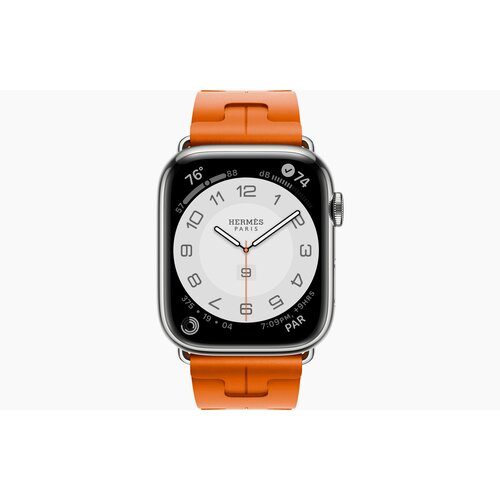 Умные часы Apple Watch Hermès Series 9 GPS + Cellular 45mm Stainless Steel Case with Orange Kilim Single Tour