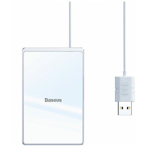 Беспроводная зарядка для телефона быстрая Baseus Card Ultra-thin 15W - Белая/Серебристая (WX01B-S2)