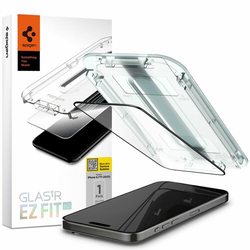 Защитное стекло SPIGEN для iPhone 15 Pro Max - Glass tR EZ Fit HD Черный 1 шт AGL06879