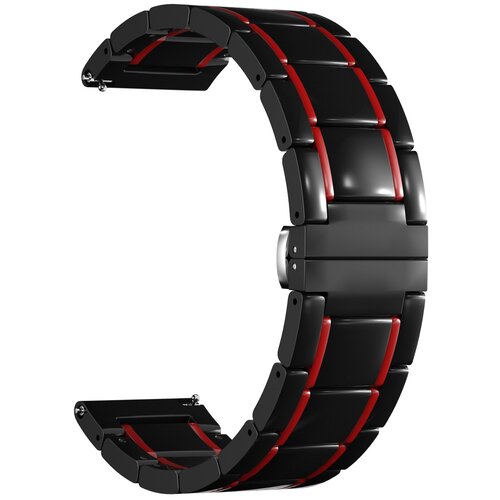 Универсальный керамический ремешок для часов 22 mm LYAMBDA LIBERTAS DSG-09-22-BR Black/Red