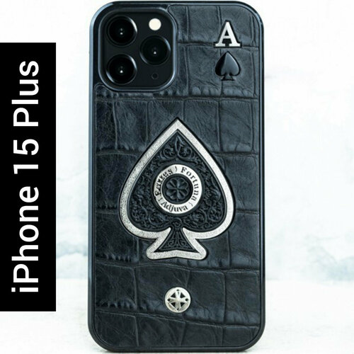 Чехол iPhone 15 Plus / Euphoria HM Ace of Spades - Euphoria HM Premium - натуральная кожа