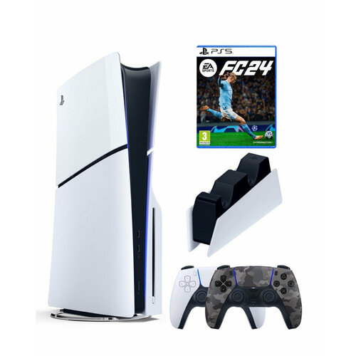 Приставка Sony Playstation 5 slim 1 Tb+2-ой геймпад(Camo)+зарядное+FC 24