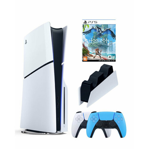 Приставка Sony Playstation 5 slim 1 Tb+2-ой геймпад(голубой)+зарядное+Харайзен