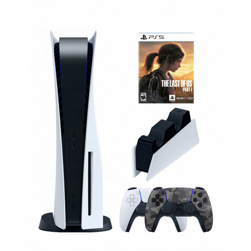 PS5 (ПС5) Игровая приставка Sony PlayStation 5 (3-ревизия)+2-й геймпад(военный)+зарядное+Игра The Last of Us Part I