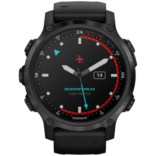 Умные часы Garmin DESCENT MK2S угольно-серый корпус с DLC-покрытием черный силиконовый ремешок (010-02403-04)