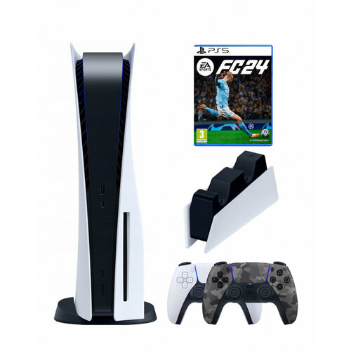 Приставка Sony PlayStation 5+2-ой геймпад(камуфляжный)+зарядное+ FC24 (диск)