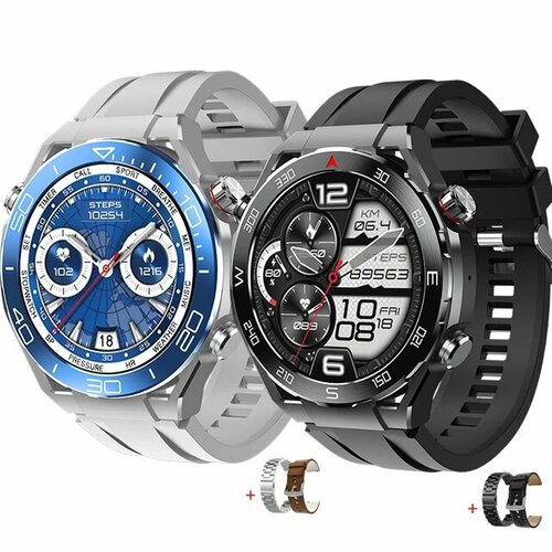 Умные часы Smart Watch /с 3 ремешками/Экран 1.52/ множество функций/For real men/стильный дизайн/черный