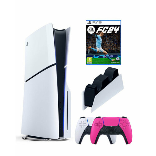 Приставка Sony Playstation 5 slim 1 Tb+2-ой геймпад(розовый)+зарядное+FC24