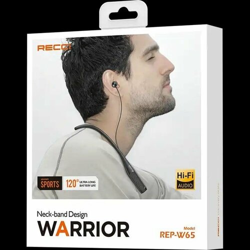 Беспроводные наушнки с шейным ободом Recci Neck-band Design Warrior REP-W65 - Black