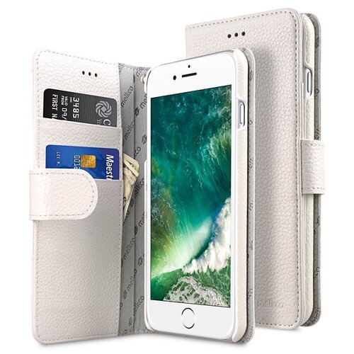 Кожаный чехол книжка Melkco для iPhone 7 Plus/8 Plus (5.5") - Wallet Book Type - белый