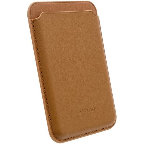 Картхолдер Magsafe Кожаный (Leather Co) для Apple iPhone 12 mini-Коричневый
