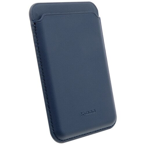 Картхолдер Magsafe Кожаный (Leather Co) для Apple iPhone 14 Plus-Тёмно Синий