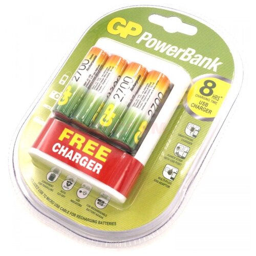 Зарядное устройство для аккумуляторов GP Зарядное устройство USB PBU411 ( для АКБ: AA