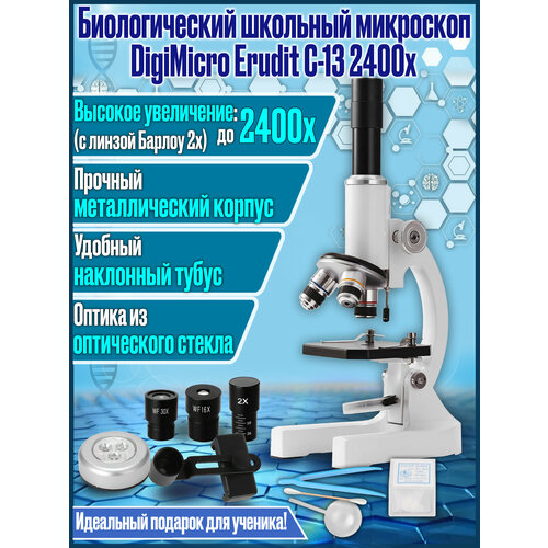 Учебный школьный биологический микроскоп DigiMicro Erudit С-13 2400x