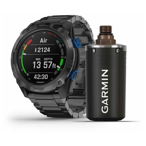 Умные часы Garmin Комплект Descent Mk2i титановые с DLC-покрытием и черным титановым ремешком + датчик Descent T1