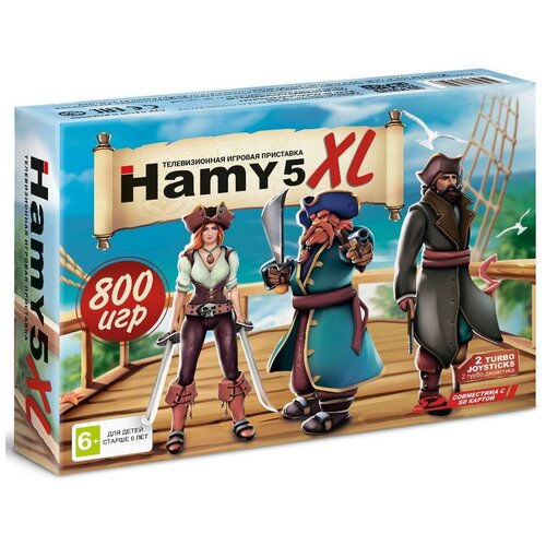 Игровая приставка 8 bit + 16 bit Hamy 5 XL AV + HDMI (800 в 1) + 800 встроенных игр + 2 геймпада (Черная)