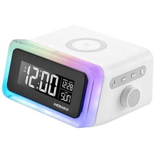 Цифровые часы с беспроводным зарядным устройством Momax QC2 Q.Clock 2 Digital Clock With Wireless Charger White (QC2UKW)