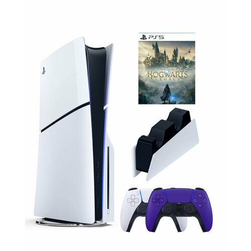 Приставка Sony Playstation 5 slim 1 Tb+2-ой геймпад(пурпурный)+зарядное+Хогвартс