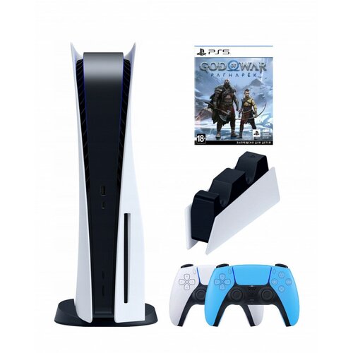 Игровая приставка Sony PlayStation 5 (3-ревизия)+2-й геймпад(голубой)+зарядное+God of War
