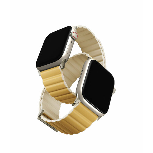 Ремешок Uniq для Apple Watch 42-49 mm Revix Premium Edition Leather Canary Yellow / Ivory