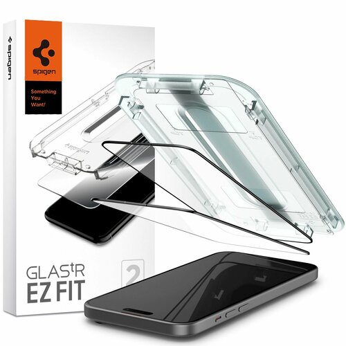 Защитное стекло SPIGEN для iPhone 15 Plus - Glass tR EZ Fit Черный 2 шт AGL06884